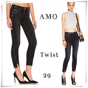 AMO Twist Ink Ankle Cropped Skinny Jeans in Black Size 29 Style#A05203-014